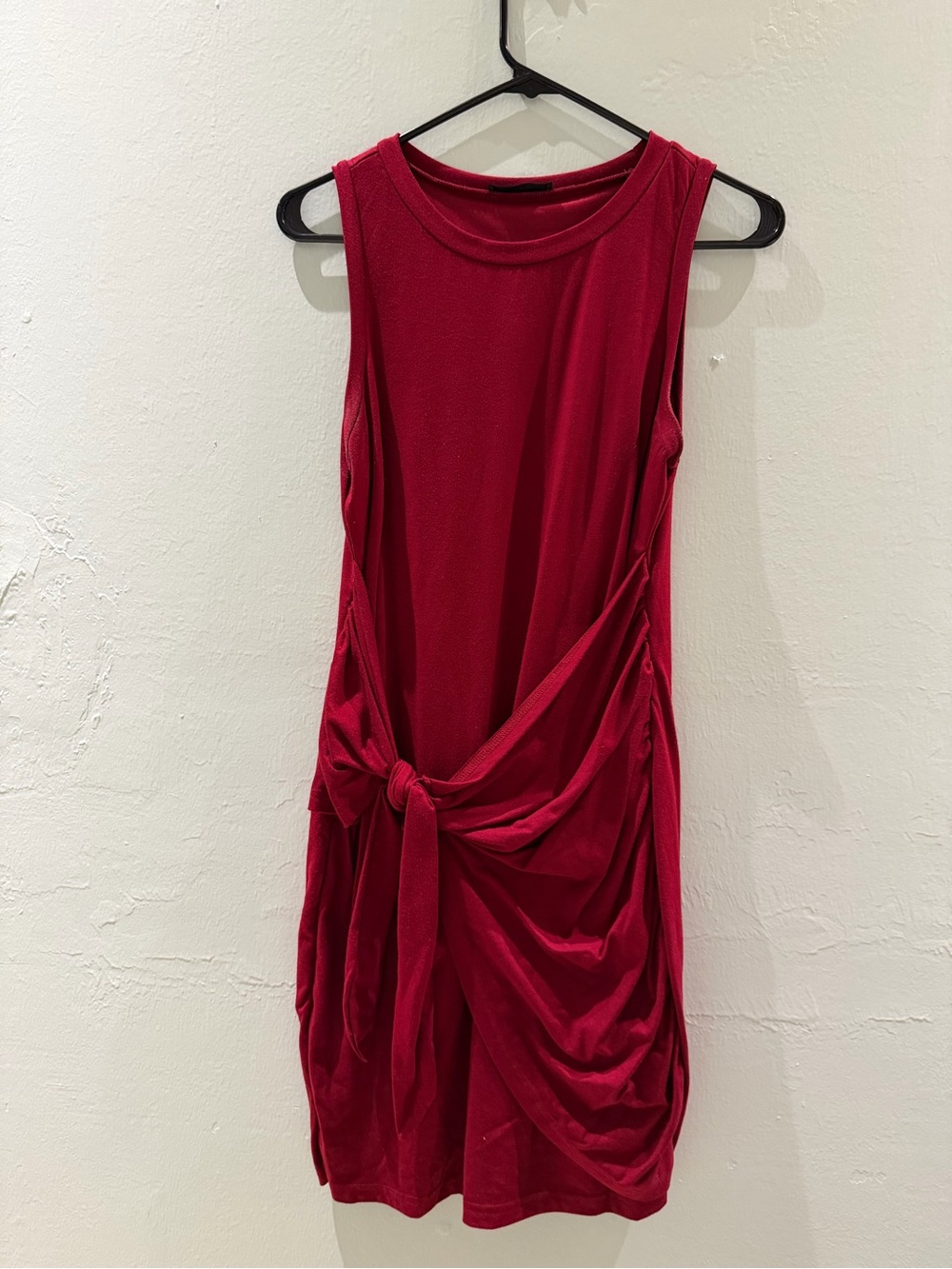 Sleeveless Red Knot-Front Dress